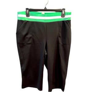 Black Capri/Cropped Legging with Green/White Waistband by Fame 4 Fifteen.Size=XL
